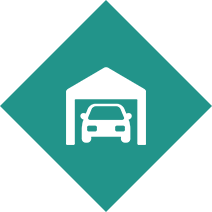 Here's an alt tag for the image: Car parked in garage icon.