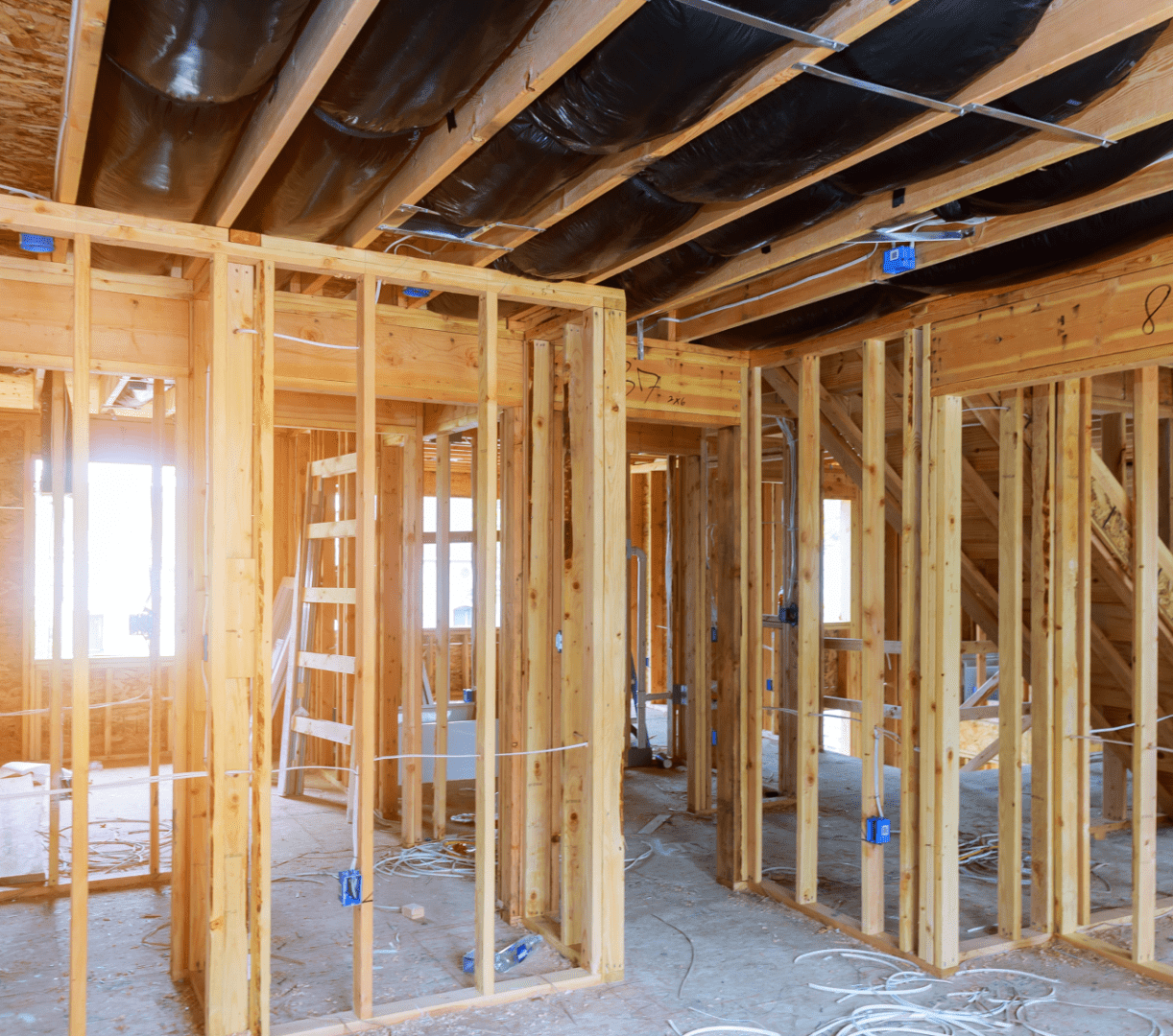 House framing under construction.